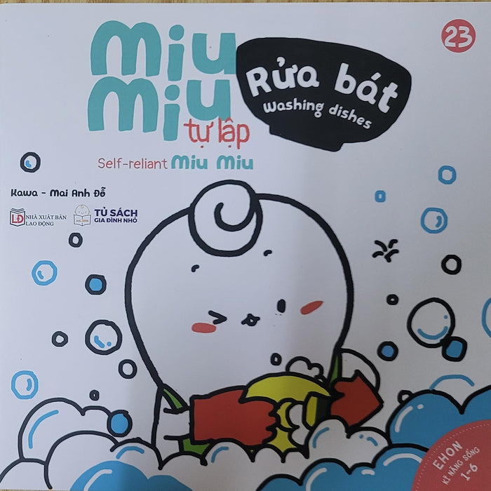 Sách Ehon Miu Miu Tự Lập Phần 1 Song Ngữ - Rửa Bát