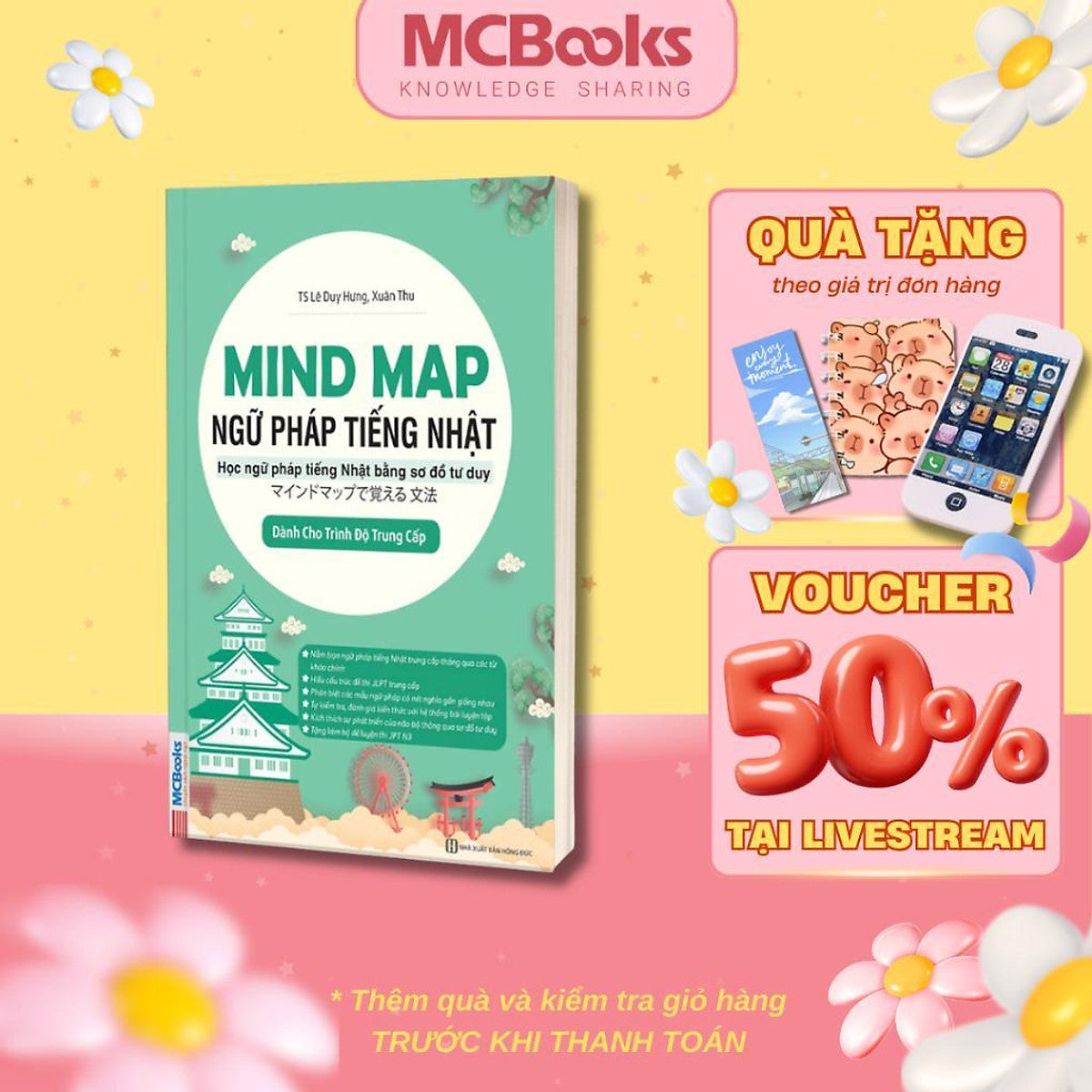 Sách - Mindmap Ngữ Pháp Tiếng Nhật Qua Sơ Đồ Tư Duy - Dành Cho Trình Độ Trung Cấp - Mcbooks
