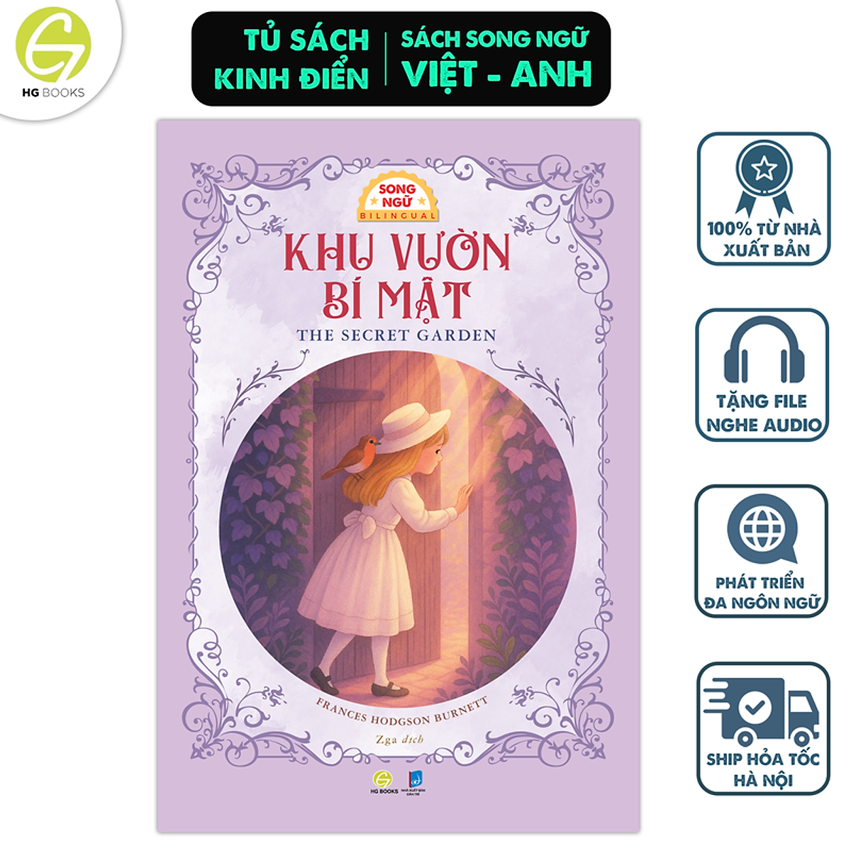 Sách Khu Vườn Bí Mật – Tác Phẩm Thiếu Nhi Kinh Điển Của Frances Hodgson Burnett - Song Ngữ Việt – Anh - Kèm File Audio