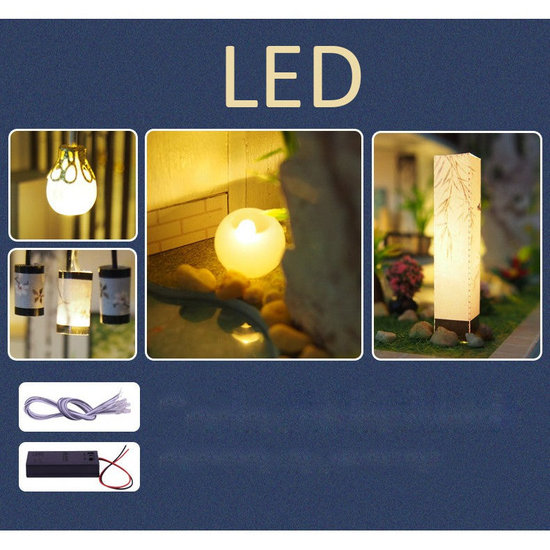 Nhà búp bê tự làm bằng gỗ - Tặng Dụng cụ và Keo dán [Nhà có nội thất & đèn LED] | M029