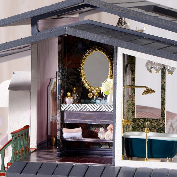 Nhà búp bê DIY tự làm bằng gỗ - Tặng Cót nhạc và 3 Bình Keo Dán [Nhà có nội thất & đèn LED]  Monet Garden A081