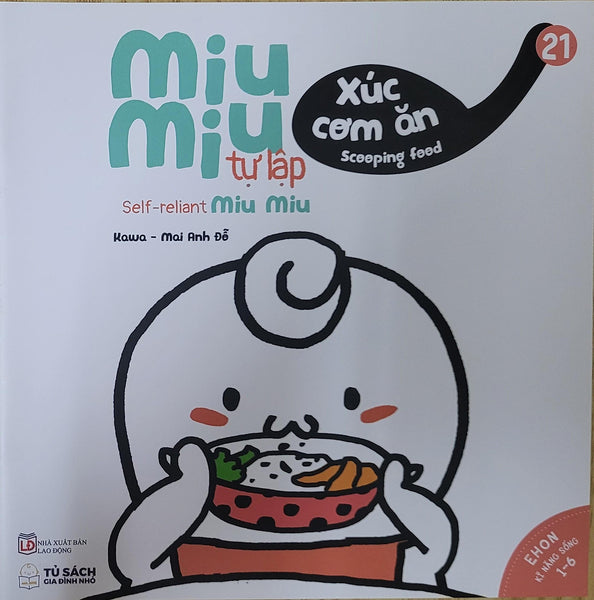 Sách Ehon Miu Miu Tự Lập Phần 1 Song Ngữ - Xúc Cơm Ăn