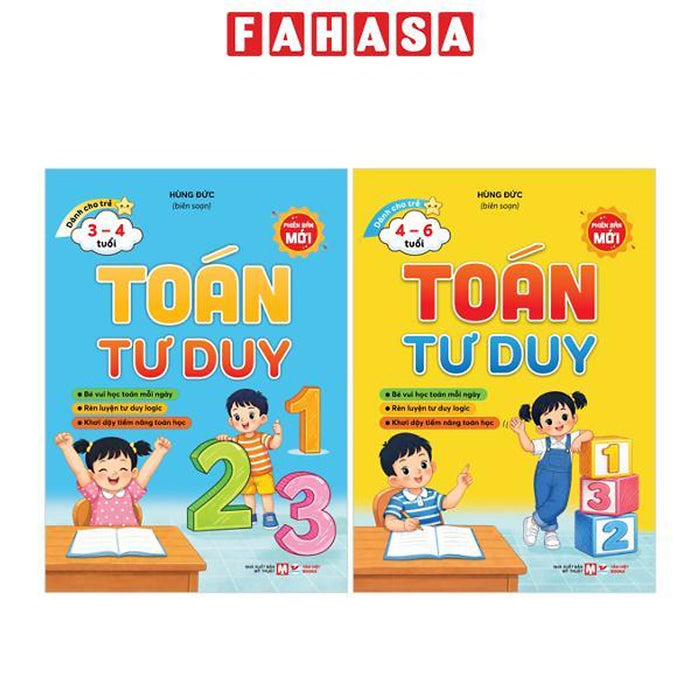 Sách - Bộ Sách Toán Tư Duy Dành Cho Trẻ 3-4 Tuổi + Toán Tư Duy Dành Cho Trẻ 4-6 Tuổi (Bộ 2 Cuốn)