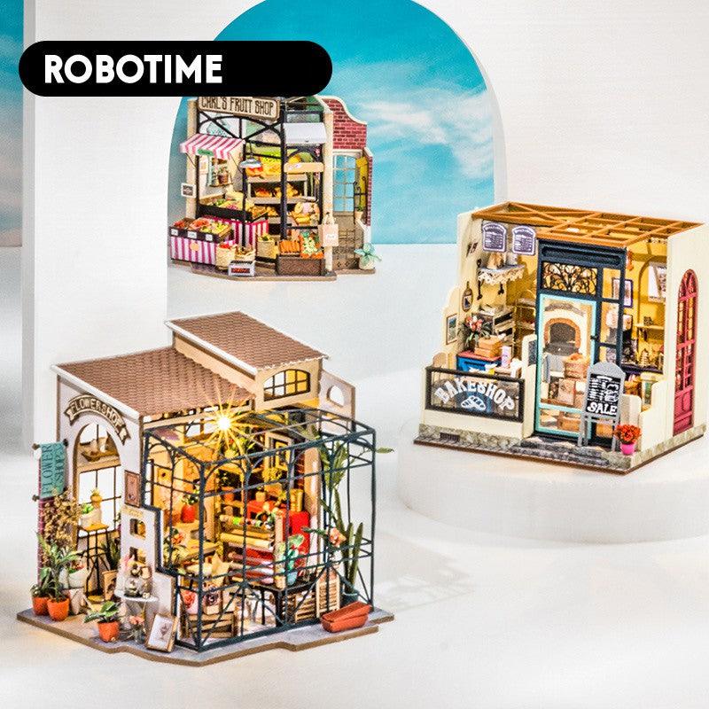 [Bản Tiếng Anh] Mô hình nhà búp bê Robotime - Cửa hàng Trái Cây - Tặng Dụng cụ và keo dán - Mã DG142