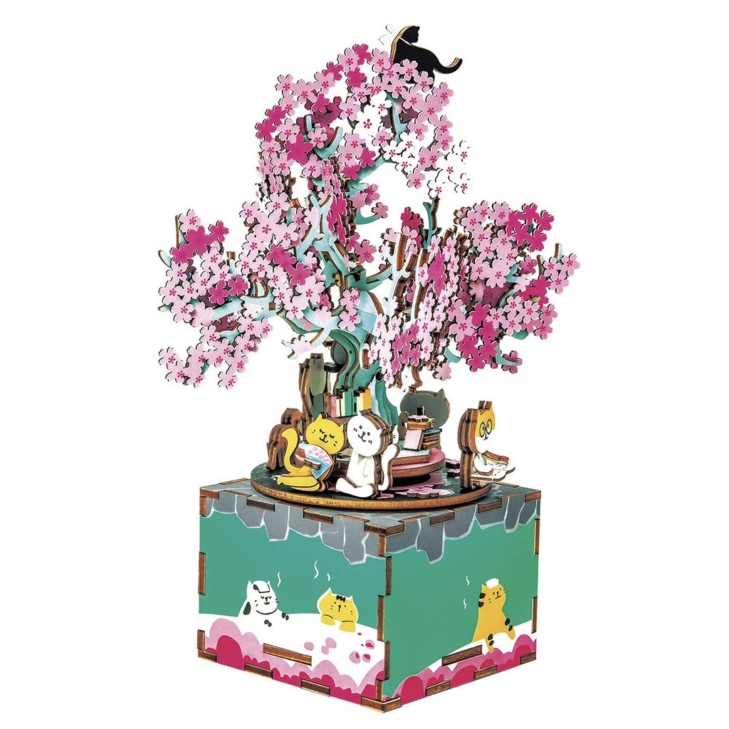 [BẢN TIẾNG ANH] Mô hình Hộp nhạc DIY MUSIC BOX - Robotime Cherry Blossom Tree AM409 | Đồ chơi lắp ráp gỗ 3D