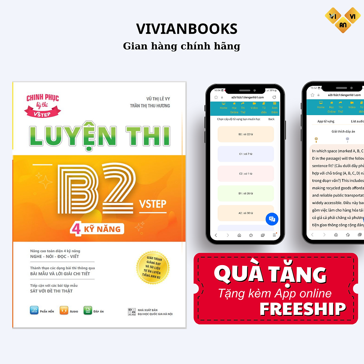 Sách Luyện Thi B2 Vstep 4 Kỹ Năng - Ôn Thi Chứng Chỉ Tiếng Anh Bậc 4 (Bằng B2 Tiếng Anh) Khung Năng Lực Ngoại Ngữ 6 Bậc Việt Nam