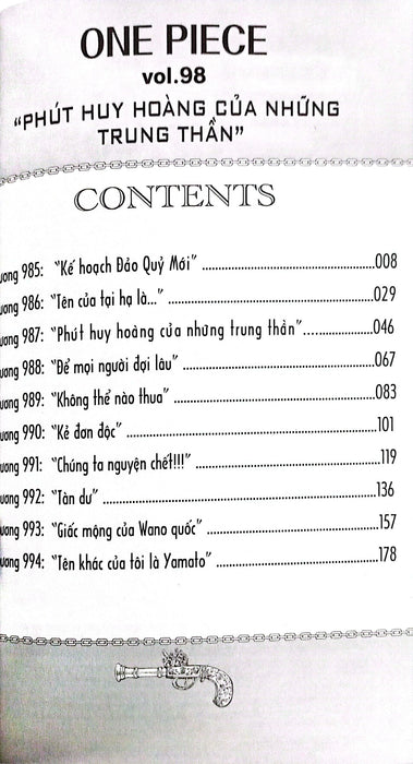Sách - One Piece - Tập 98 - “Phút Huy Hoàng Của Những Trung Thần” - Bản Bìa Áo (Tái Bản 2025)