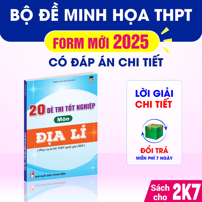 Sách - 20 Đề Thi Tốt Nghiệp Môn Địa Lí (Sách Dành Cho Ôn Thi Thpt Quốc Gia 2025) Vietjack