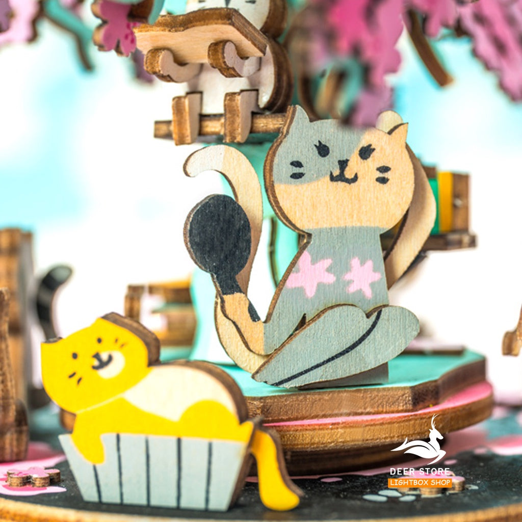 [BẢN TIẾNG ANH] Mô hình Hộp nhạc DIY MUSIC BOX - Robotime Cherry Blossom Tree AM409 | Đồ chơi lắp ráp gỗ 3D