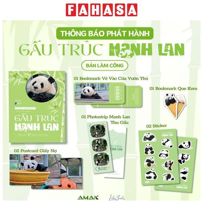 Panda Menglan - Manh Lan Truyện - Gấu Trúc Manh Lan - Tặng Kèm 1 Bookmark Bế Hình Que Kem + 1 Bookmark Vé Vào Cửa Vườn Thú + 1 Photostrip + 2 Postcard Giấy Ghi Nợ + 2 Sticker