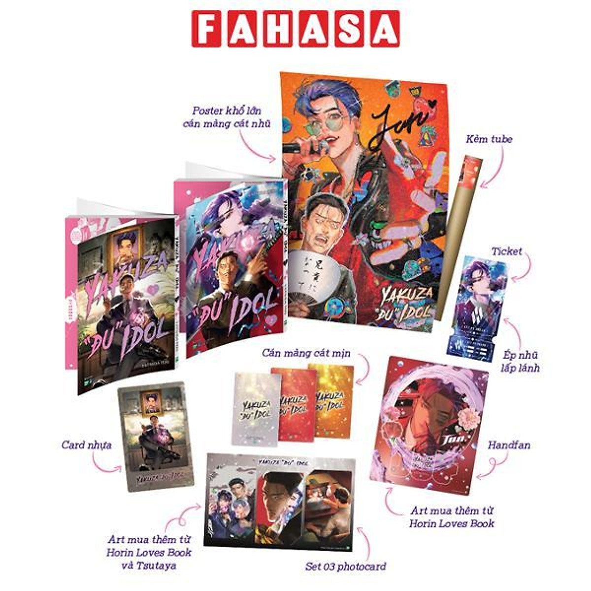 Sách - Bộ Manga - Yakuza “Đu” Idol: Tập 1 + Tập 2 (Bộ 2 Tập) - Bản Sưu Tầm - Tặng Kèm Card Nhựa + Ticket + Handfan + Set 3 Photocard + Poster