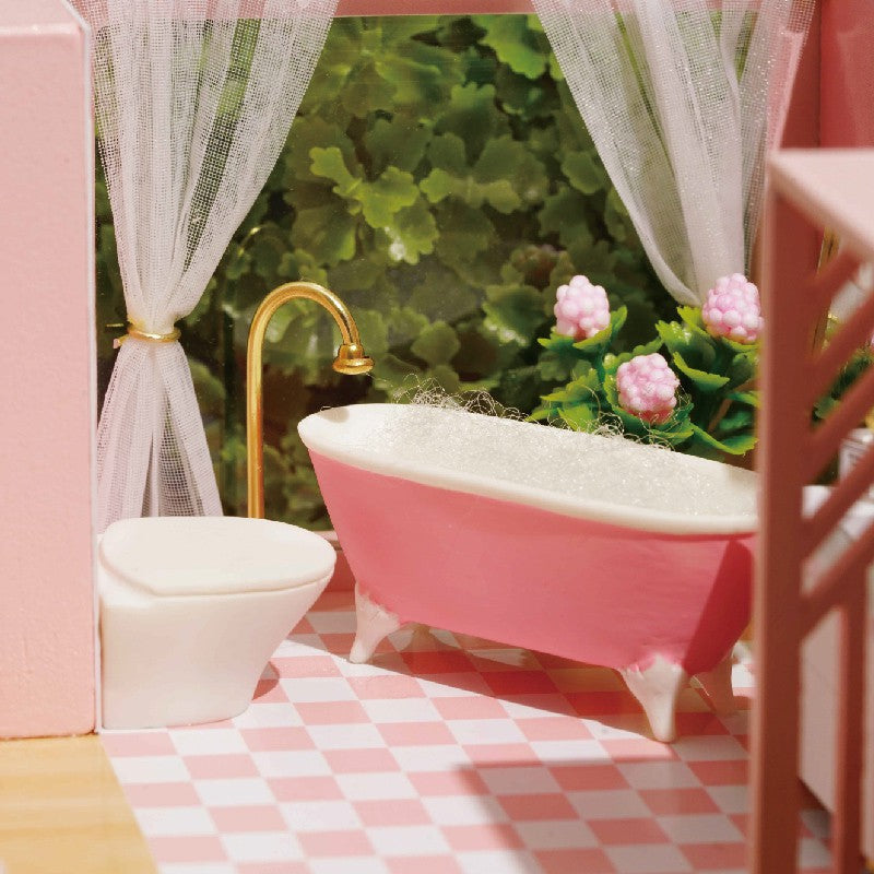 Nhà búp bê Tự làm bằng gỗ [Mô Hình có nội thất MY LITTLE WARM MOMENT+ đèn LED] Tặng kèm khung bảo vệ + Dụng cụ keo L030