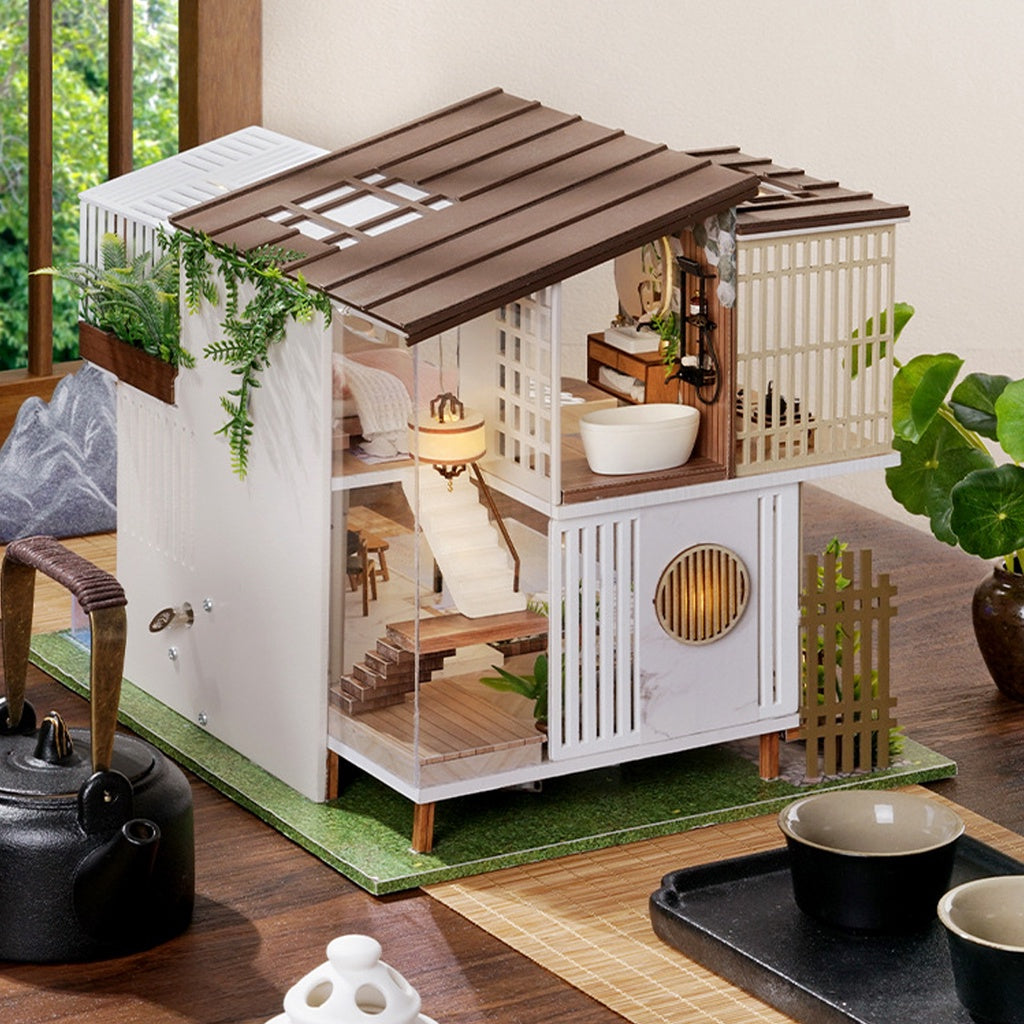 Nhà búp bê DIY Biệt Thự Thanh lịch và Yên tĩnh | Mô hình gồm Đèn, Nội thất | A085 Tặng dụng cụ, kéo dán và CÓT NHẠC