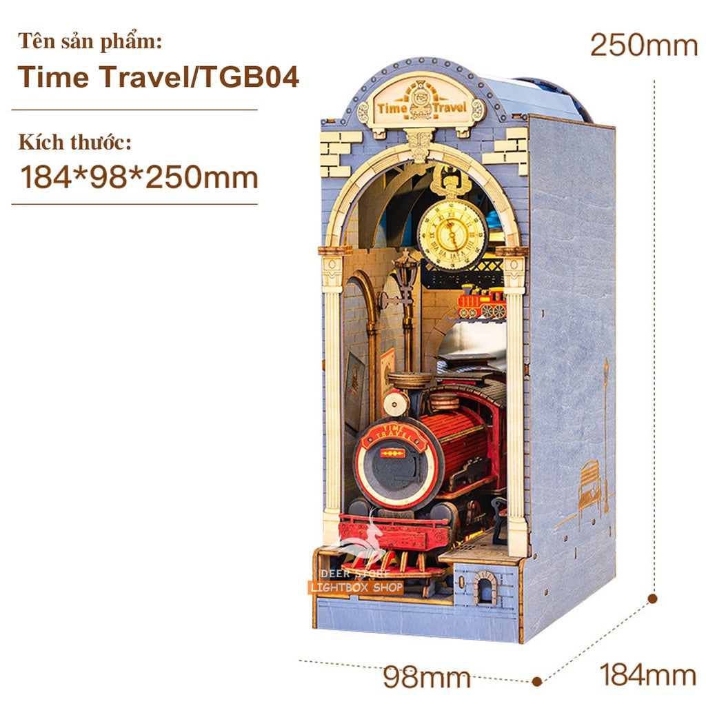 Mô hình 3D Book Nook Robotime Tự Làm bằng gỗ. Trang Trí Kệ sách | Đèn có công tắc cảm ứng. Book Nook DIY
