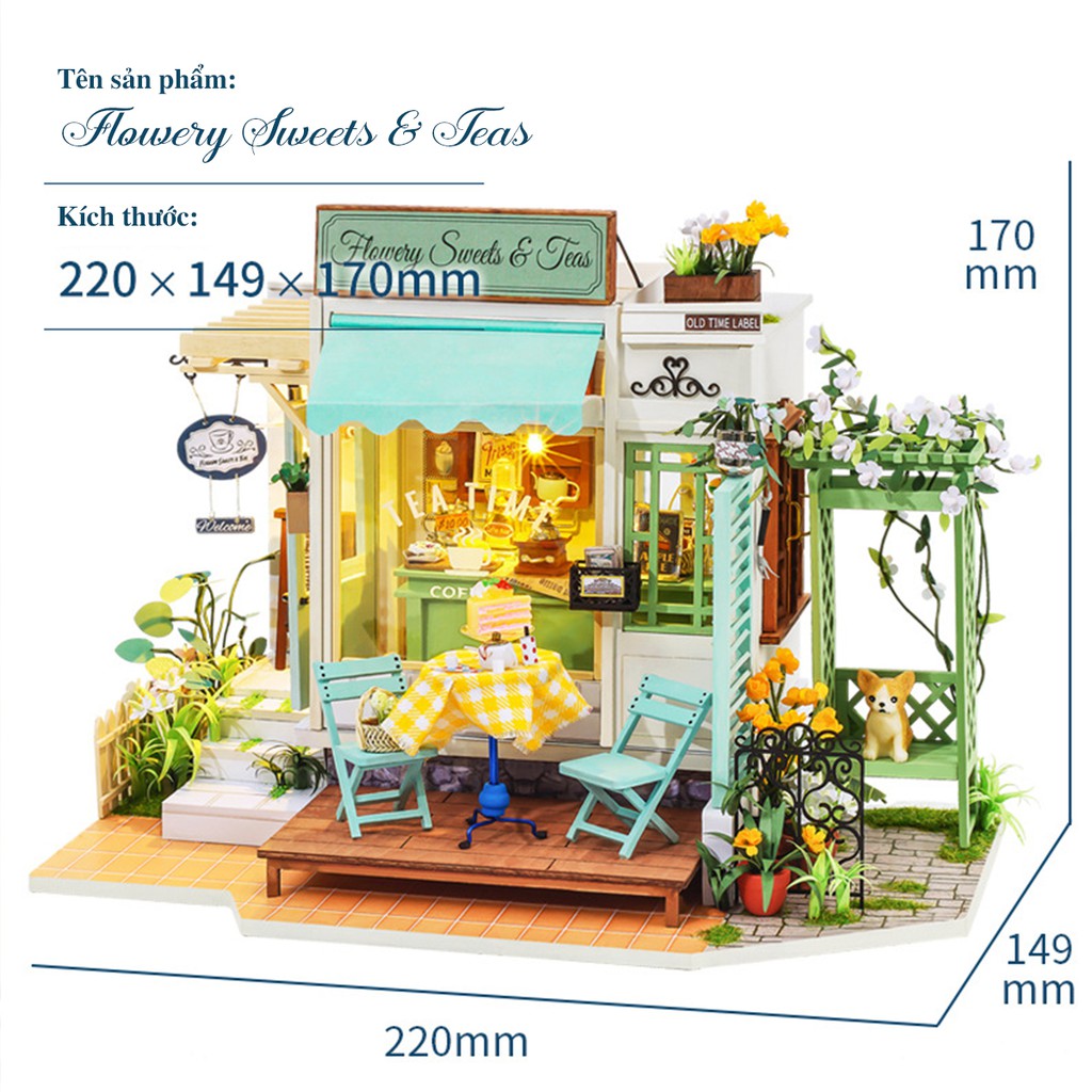 [Bản Tiếng Anh] Mô hình nhà búp bê DIY Robotime có Nội Thất | Mô hình nhà biệt thự thu nhỏ. Quà tặng ý nghĩa | DG146