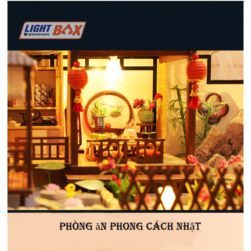 Nhà búp bê Tự làm bằng gỗ [Nhà có nội thất JAPANESE STYLE HOUSE & đèn LED & Âm nhạc] Tặng dụng cụ và keo