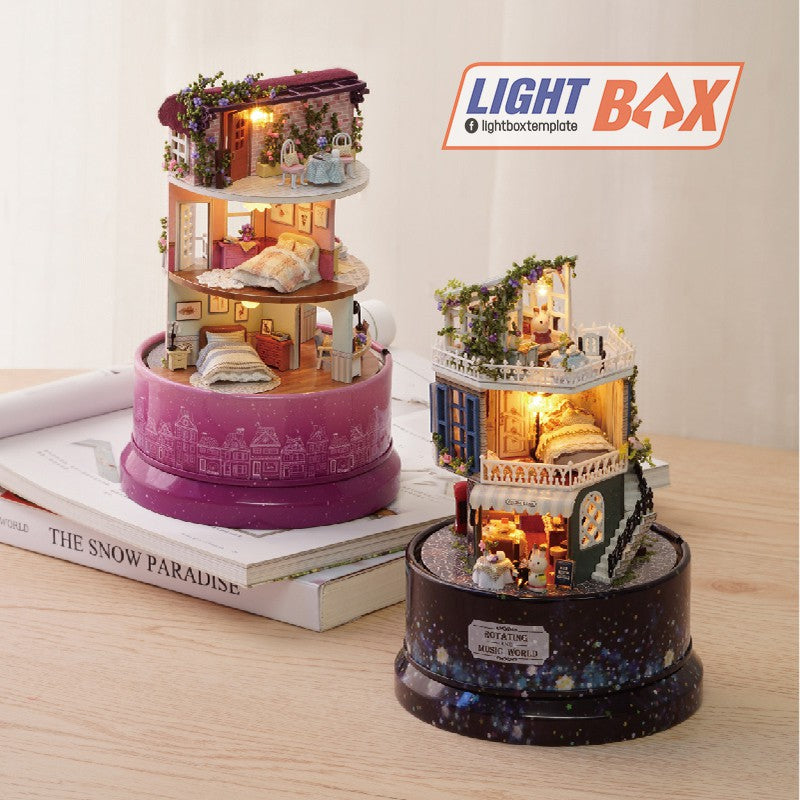 Nhà búp bê - Hộp Âm Nhạc [Mô hình có nội thất + Đèn LED + Âm Nhạc]