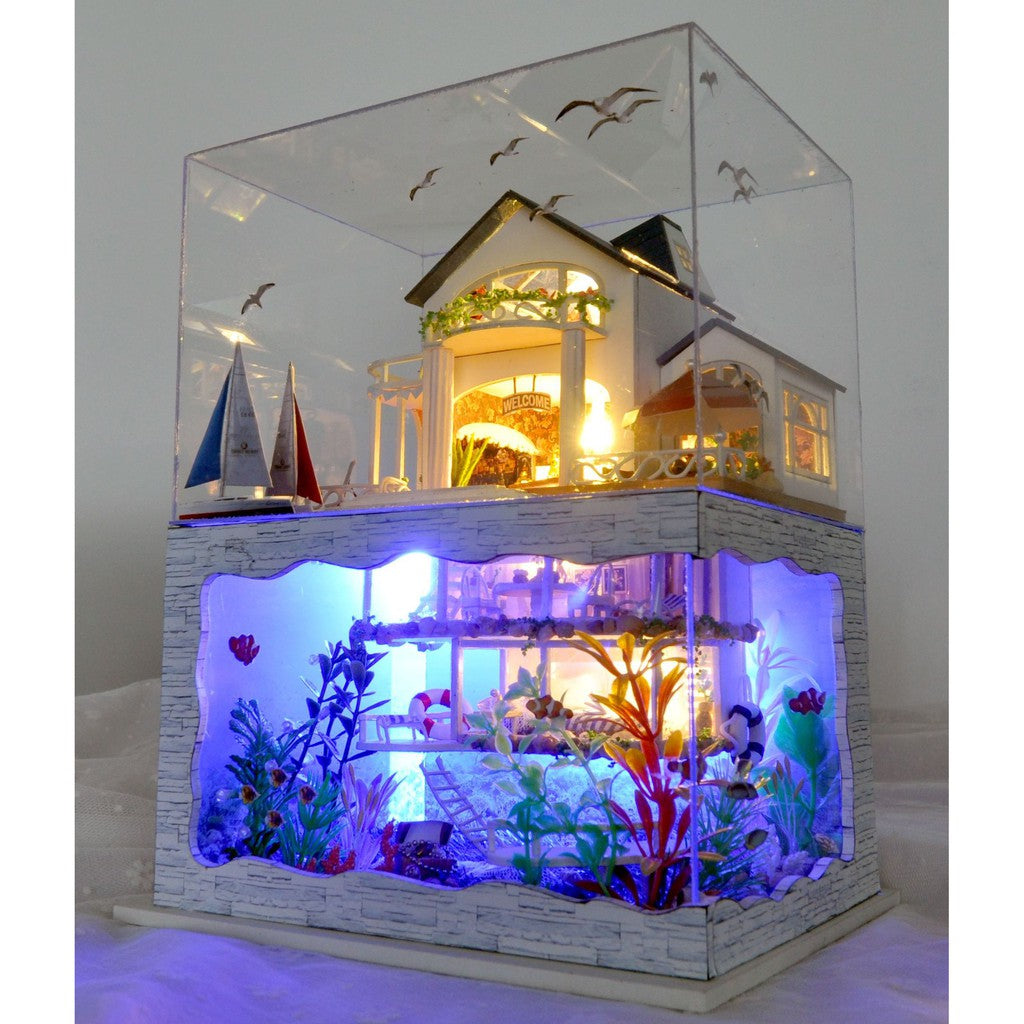 Nhà búp bê tự làm bằng gỗ Impressed Hawai (Tặng dụng cụ + khung bảo vệ). TC4