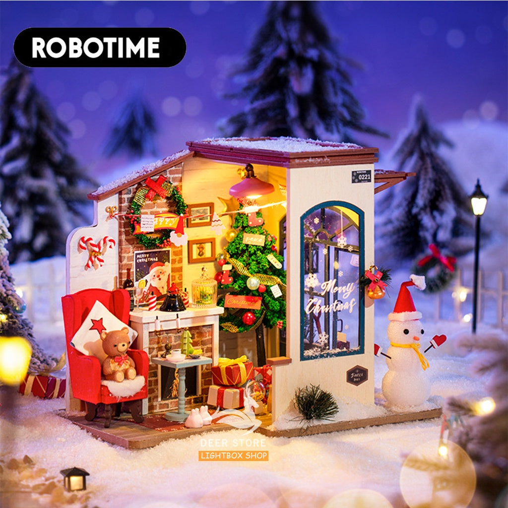 Mô hình nhà lắp ráp Robotime DIY bằng Gỗ | Nhà búp bê Tặng Cót nhạc, Nhíp và keo dán. DG18