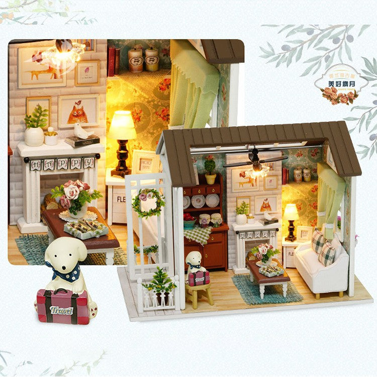 Mô hình nhà búp bê thủ công tự làm. Tặng KHUNG BẢO VỆ, dụng cụ và keo dán Z007, Z008, Z009