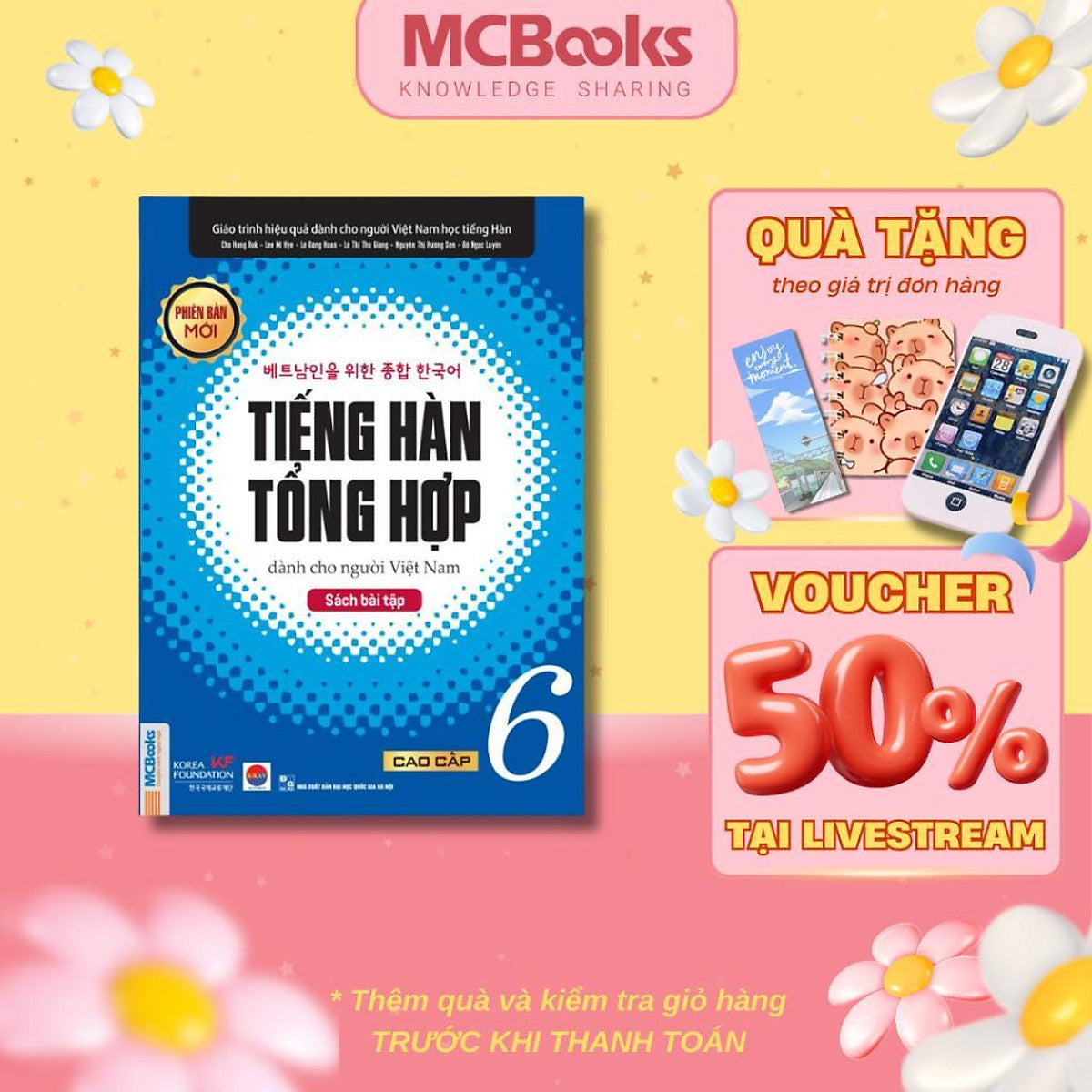 Sách - Tiếng Hàn Tổng Hợp Dành Cho Người Việt Nam - Cao Cấp 6 - Sách Bài Tập - Bản Đen Trắng - Mcbooks