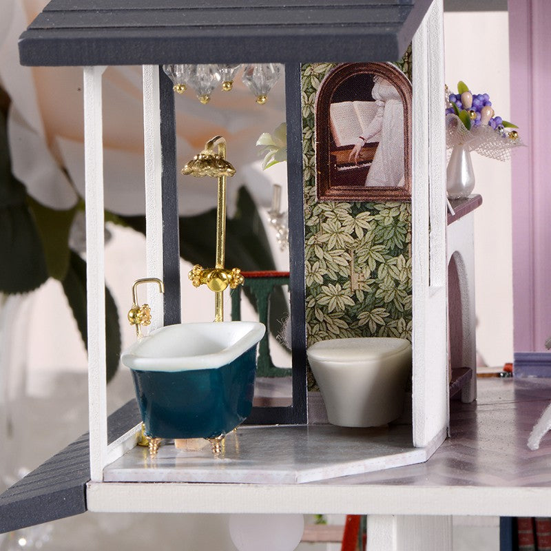 Nhà búp bê DIY tự làm bằng gỗ - Tặng Cót nhạc và 3 Bình Keo Dán [Nhà có nội thất & đèn LED]  Monet Garden A081