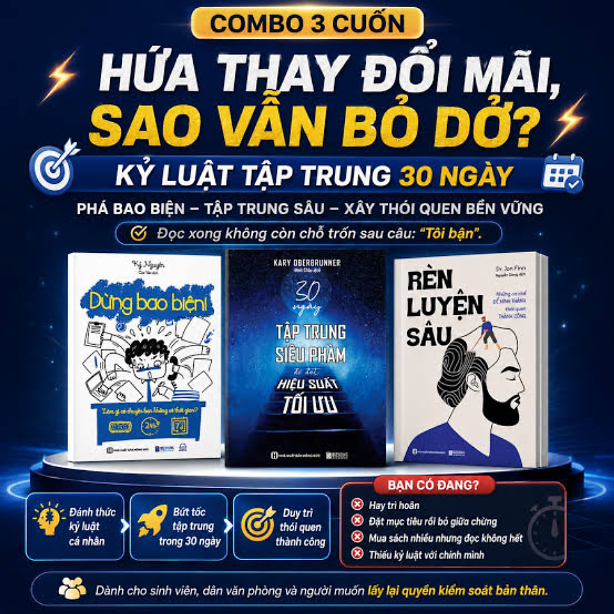 Sách - 30 Ngày Làm Chủ Sự Tập Trung - Rèn Luyện Tư Duy, Nâng Cao Hiệu Suất & Đánh Bại Trì Hoãn