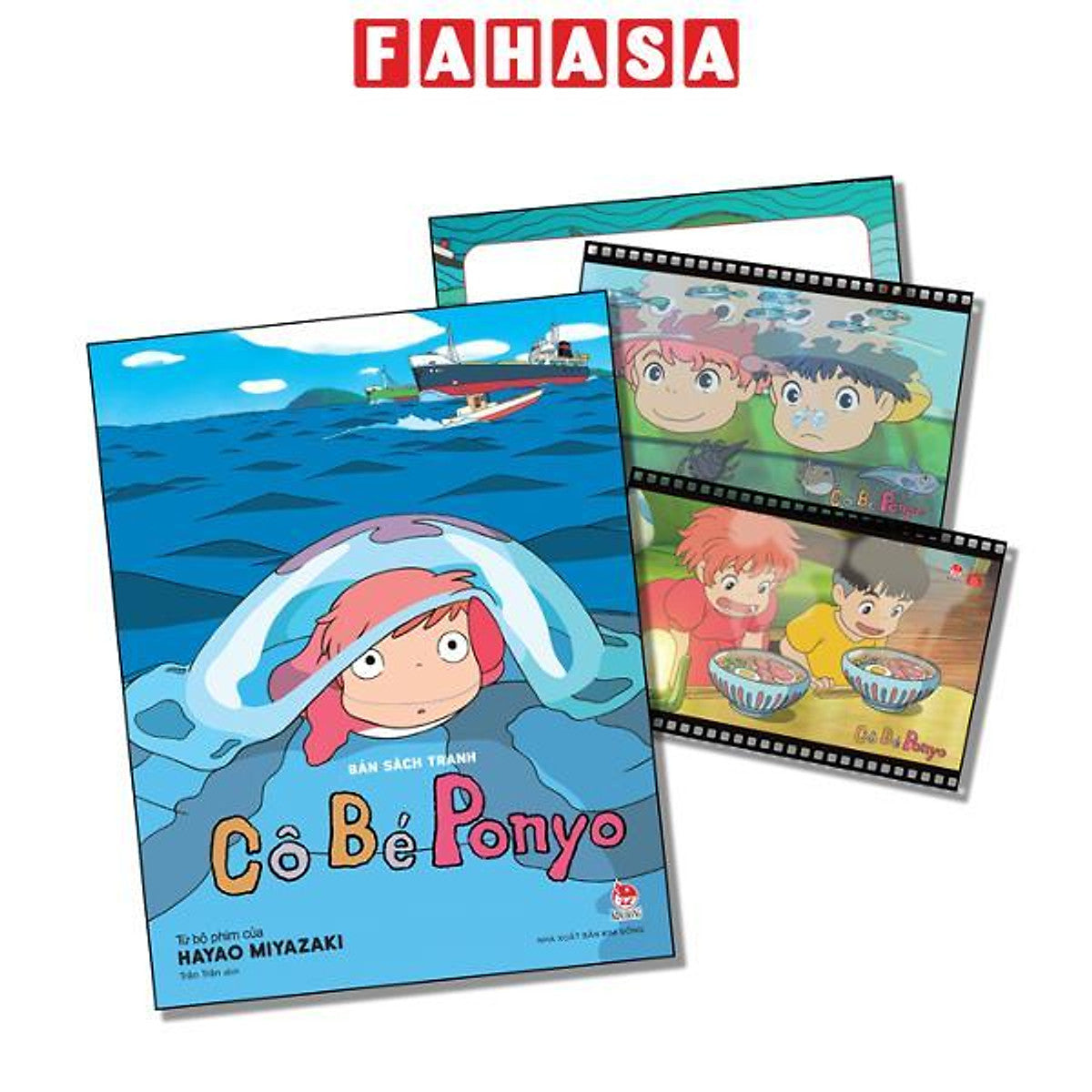 Sách - Cô Bé Ponyo - Bản Sách Tranh - Tặng Kèm 2 Postcard Kèm Khung