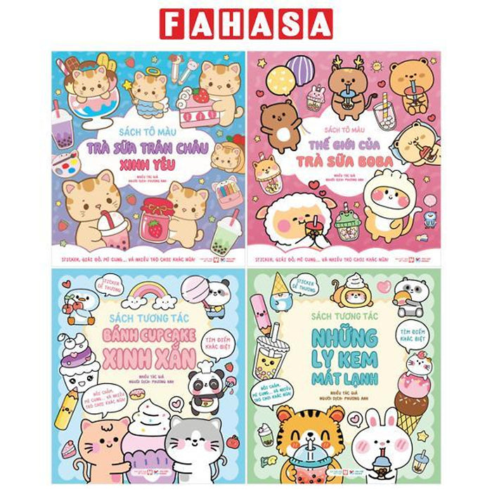 Sách - Bộ Sách Tương Tác Sticker Dán - Thế Giới Của Trà Sữa Boba + Trà Sữa Trân Châu Xinh Yêu + Những Ly Mem Mát Lạnh + Bánh Cupcake Xinh Xắn (Bộ 4 Cuốn)