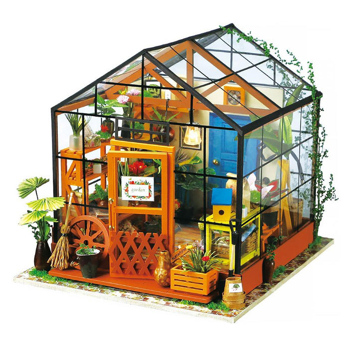 Mô Hình NHÀ DIY ROBOTIME | Bản tiếng ANh. Nhà búp bê Tự làm bằng gỗ [Nhà có nội thất & đèn LED] Cửa hàng hoa DG104