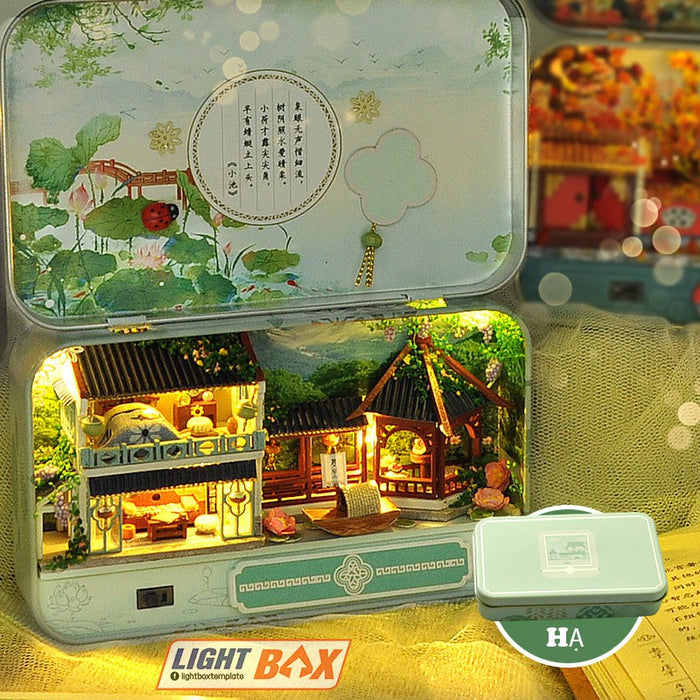 Nhà búp bê - LANDSCAPE BOX [HỘP mô hình có nội thất + Đèn LED + Giá đỡ]