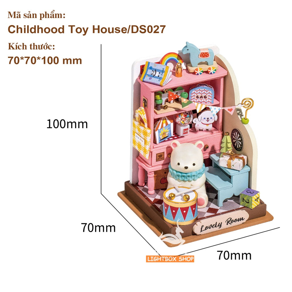 Nhà mô hình Robotime búp bê thu nhỏ tự làm bằng gỗ | Tặng Nhíp và Keo dán. DS028 DS030 Rolife Little Warm Space Series