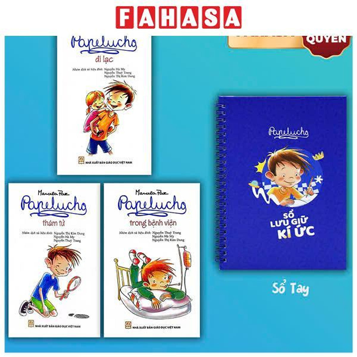 Sách - Bộ Sách Papelucho 2 - Thám Tử + Trong Bệnh Viện + Đi Lạc (Bộ 3 Tập) - Tặng Kèm Sổ Lưu Giữ Kí Ức - Độc Quyền Fahasa