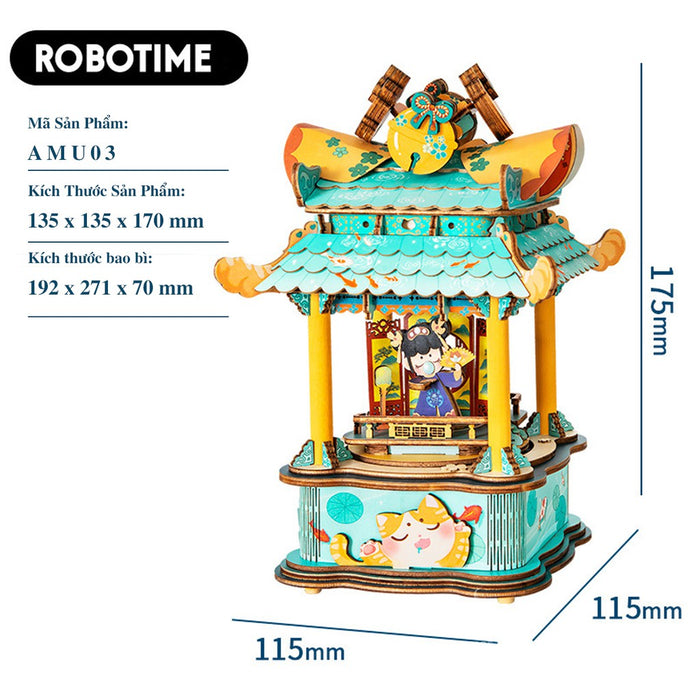 Mô hình Hộp nhạc Robotime Music Box AMU01-AMU04. Đồ chơi lắp ráp bằng gỗ 3D.