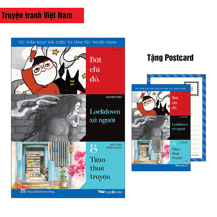 Tác Phẩm Đoạt Giải Cuộc Thi Sáng Tác Truyện Tranh – Bút Chì Đỏ, Lockdown Xứ Người & Tiệm Thuê Truyện [Tặng Postcard]