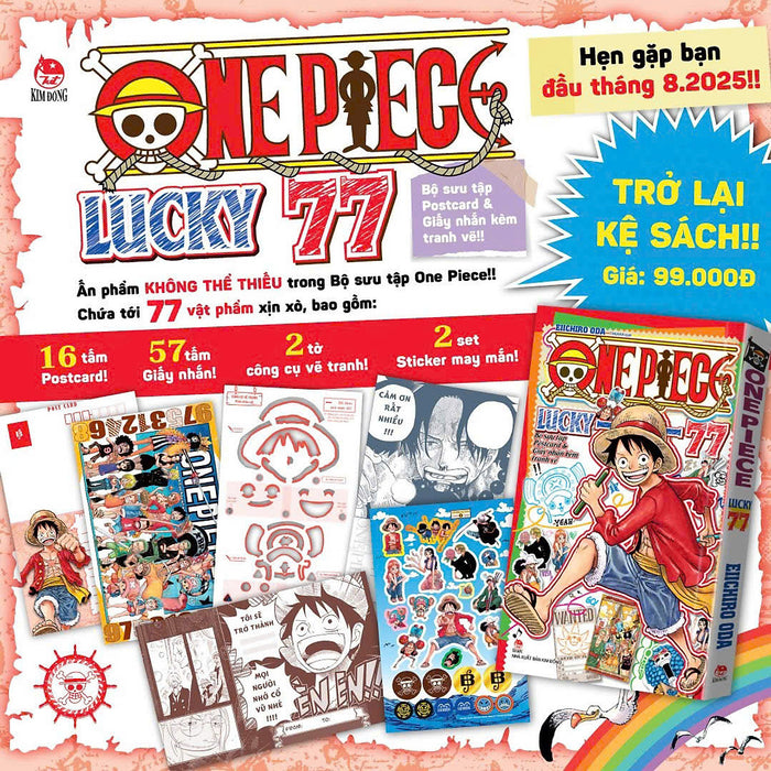 Truyện Tranh One Piece Lucky 77 + Tăng Kèm Postcard & Giấy Nhắn Kèm Tranh Vẽ (Chang Book)