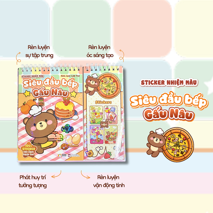 Sách Sticker Gáy Lò Xo (Siêu Đầu Bếp Gấu Nâu - Kỳ Nghỉ Hè Của Mèo Cam - Một Vòng Siêu Thị Cùng Thỏ Trắng)