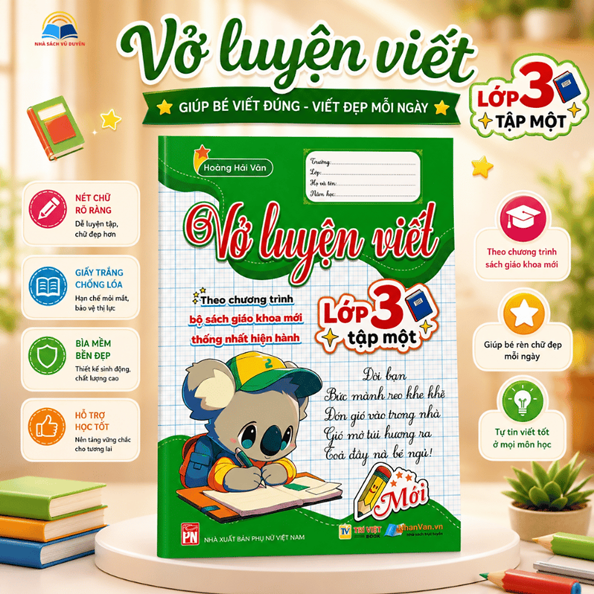 Sách - Bộ Vở Luyện Viết Lớp 3 (Tập 1 + Tập 2) – Theo Chương Trình Giáo Dục Phổ Thông Mới – Giúp Bé Viết Đẹp, Rèn Chữ
