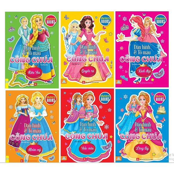 Sách - Dán Hình Và Tô Màu Công Chúa ( Stickers Books ) - Ndbooks