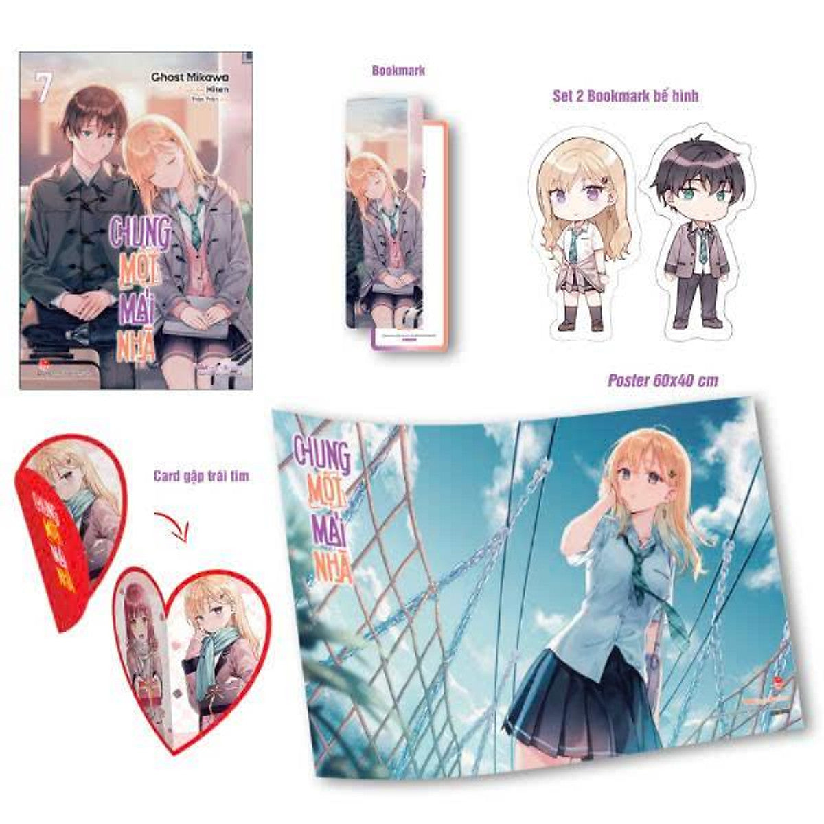 Sách - Chung Một Mái Nhà - Tập 7 - Bản Giới Hạn - Tặng Kèm Bookmark + Set 2 Bookmark Bế Hình + Card Gập Trái Tim + Poster
