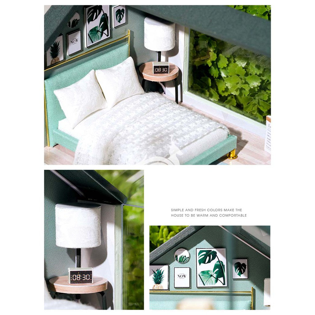 DIY - Nhà búp bê tự lắp ráp - Tặng  keo dán và KHUNG BẢO VỆ QL001