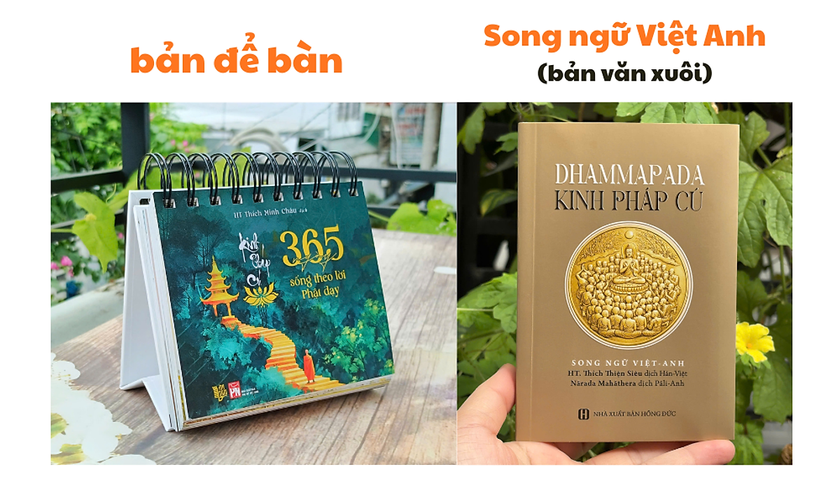 Kinh Pháp Cú (Bản In Màu, Để Bàn) + Kinh Pháp Cú - Song Ngữ Việt - Anh (Bản Văn Xuôi)