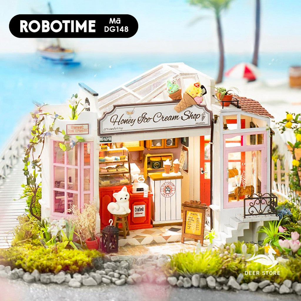 [Bản Tiếng Anh] Mô hình nhà búp bê DIY Robotime có Nội Thất | Mô hình nhà biệt thự thu nhỏ. Quà tặng ý nghĩa | DG146