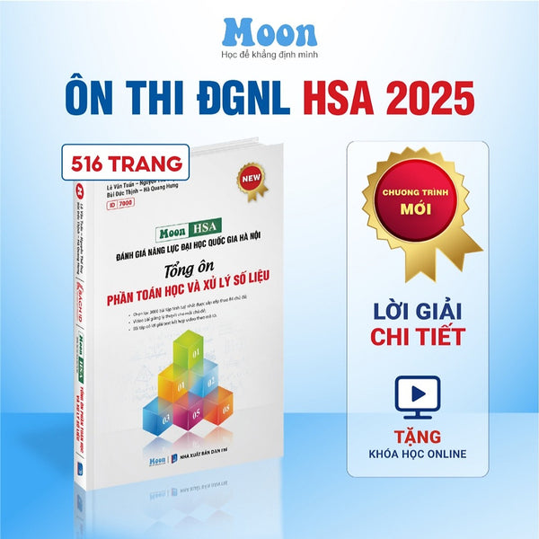 Sách Ôn Thi Đánh Giá Năng Lực Hà Nội Hsa 2025 - Tổng Ôn Phần Toán Học Và Xử Lý Số Liệu Moonbook