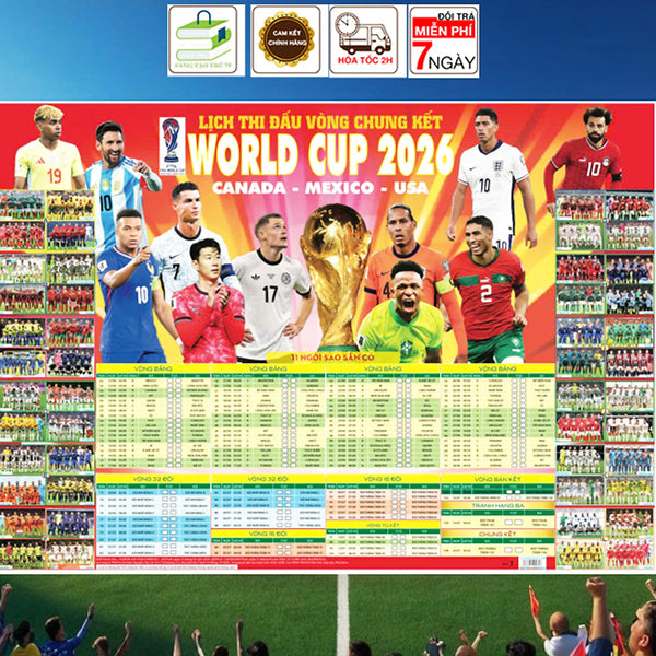 Lịch Thi Đấu Bóng Đá World Cup 2026 ( Kích Thước 86 X 65 Cm )