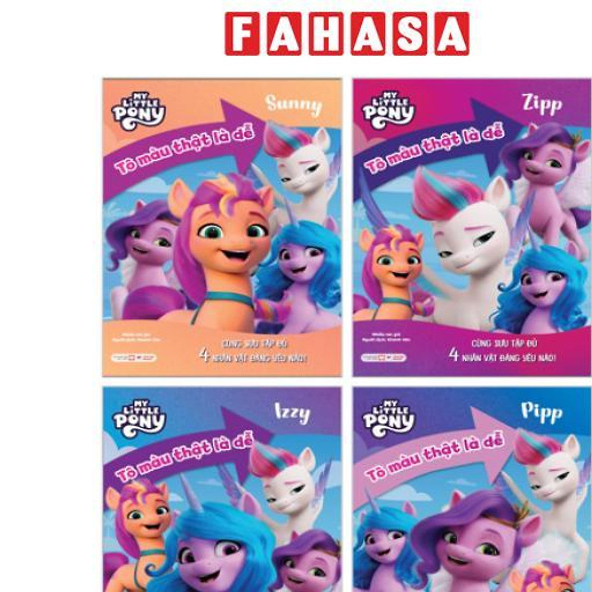 Sách - Bộ Sách My Little Pony - Tô Màu Thật Là Dễ - Zipp + Sunny + Izzy + Pipp (Bộ 4 Cuốn)