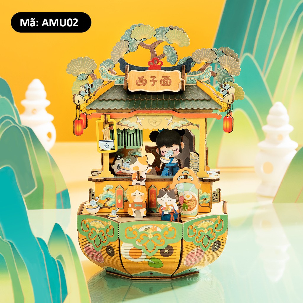 Mô hình Hộp nhạc Robotime Music Box AMU01-AMU04. Đồ chơi lắp ráp bằng gỗ 3D.
