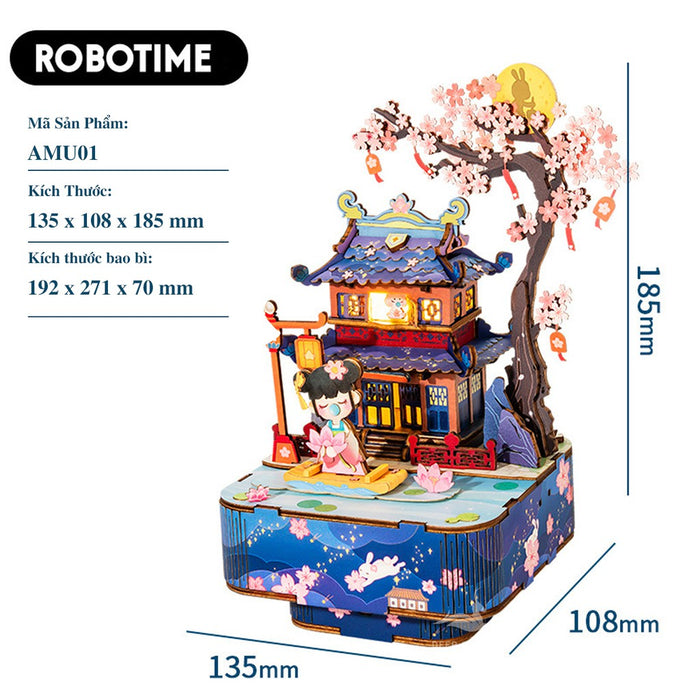 Mô hình Hộp nhạc Robotime Music Box AMU01-AMU04. Đồ chơi lắp ráp bằng gỗ 3D.