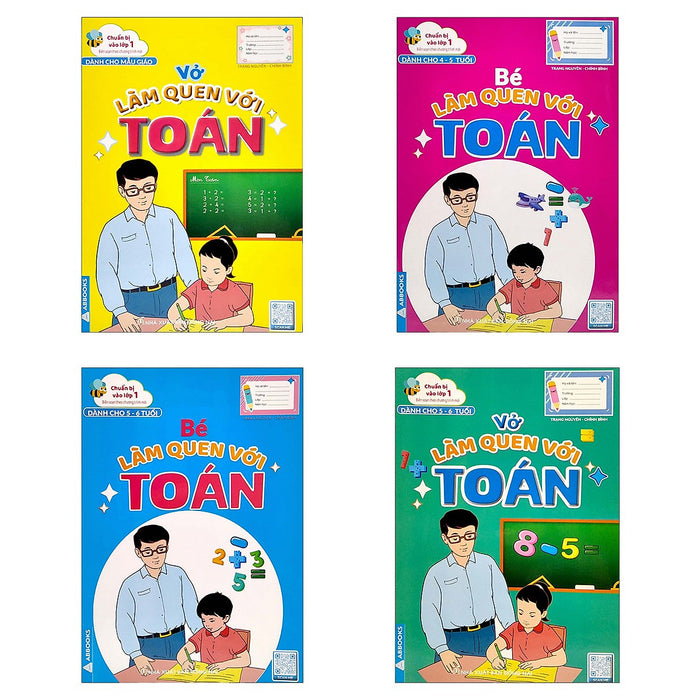 Sách - Chuẩn Bị Vào Lớp 1 - Vở Làm Quen Với Toán - Dành Cho Bé 5-6 Tuổi - Bộ 4 Quyển