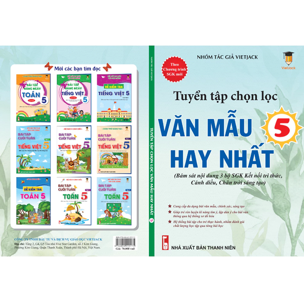 Sách - Tuyển Tập Chọn Lọc Văn Mẫu Lớp 5 Hay Nhất (Cho Cả 3 Bộ Sách Kntt, Cd, Ctst) Vietjack